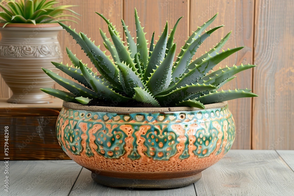 Potted Plant on Wooden Table Potted Plant on Wooden Table