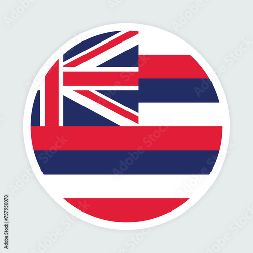 
Hawaii state flag vector icon design. Hawaii state circle flag. Round of Hawaii flag.  
