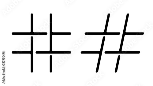 The hash symbol, black isolated silhouette