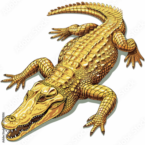 a drawing of a golden crocodile with a gold body and the word a on it