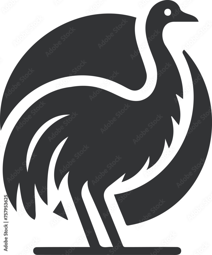 Fototapeta premium Silhouette of an Elegant Bird Depicted in a Minimalist Black and White Design