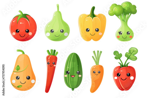 Wallpaper Mural cute vegetables characters with a smile on a white background Torontodigital.ca