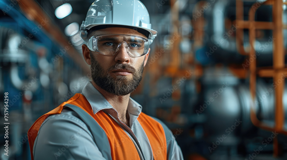 Portrait of a Maintenance engineer using advanced technology to optimize factory operations. Generative AI. Portrait of a Maintenance engineer using advanced technology to optimize factory operations. Generative AI.
