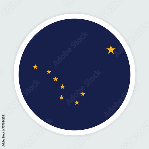 Alaska state flag vector icon design. Alaska State Circle flag. Round of Alaska flag. 
