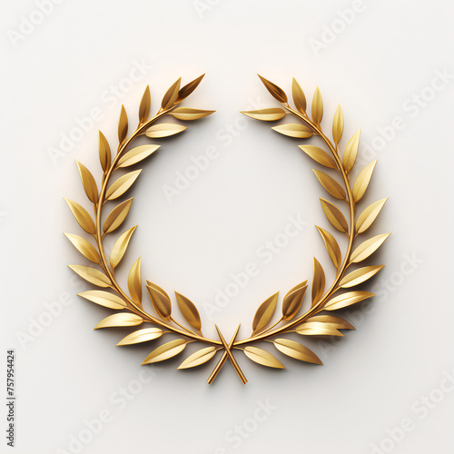 gold laurel wreath award on white background