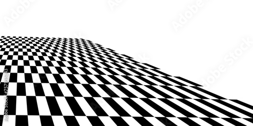 Checkerboard perspective vector grid. Chess board black and white background