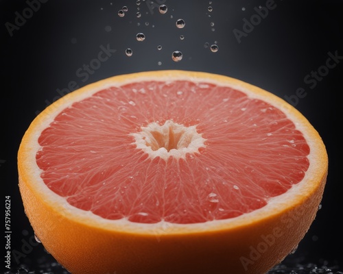 Juicy Grapefruit on Dark Background  Fresh Citrus Fruit Illustration