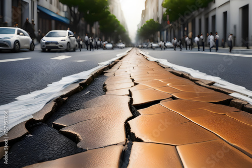 road with a long crack