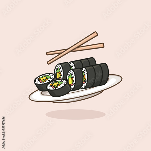 cute cartoon gimbab. Korean food