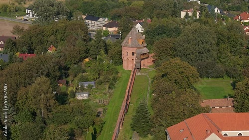 Beautiful Wall Monastery Opactwo Jaroslaw Aerial View Poland photo