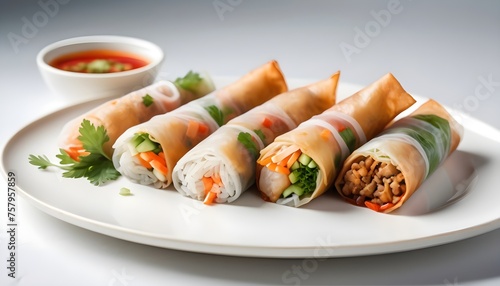 Spring Rolls on pure white background
