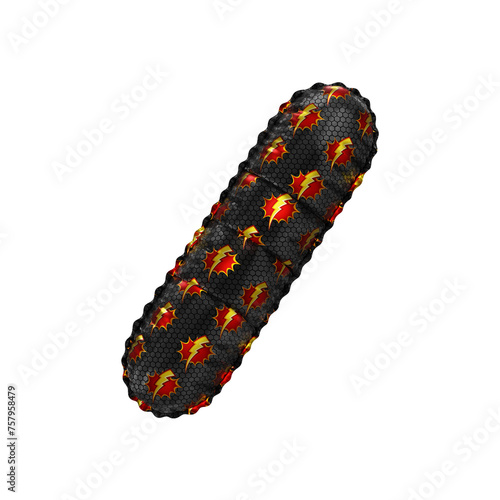 3D inflated balloon Slash Symbol/sign with red & yellow power lightning comic hero pattern black surface