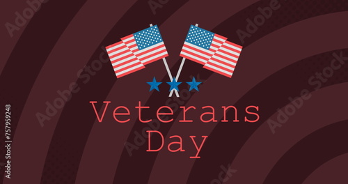 Image of veterans day text over brown stripes