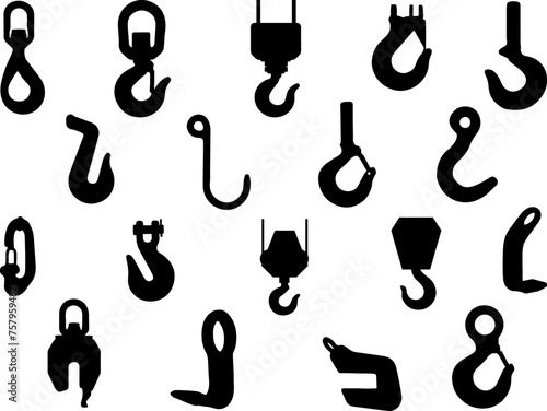 LIFTING HOOK SILHOUETTE VECTOR ART