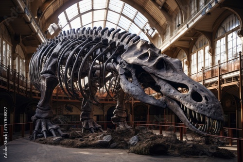 Dinosaur fossil in museum. Photorealistic. © Joyce