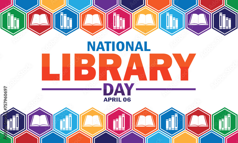 National Library Day wallpaper with shapes and typography. National Library Day, background