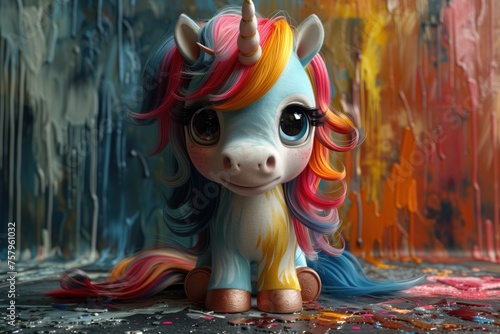 Cute Unicorn Baby Illustration Cartoon Generative AI