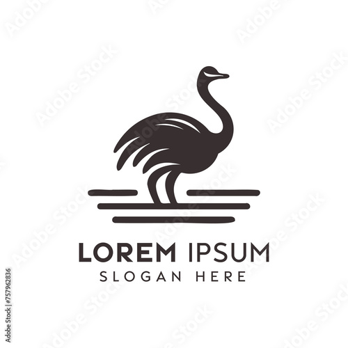 Elegant Black and White Ostrich Logo Design for a Company Branding