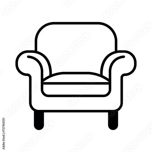 black vector armchair icon on white background
