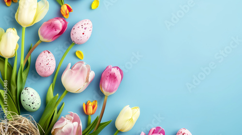 easter eggs and tulips #757963483