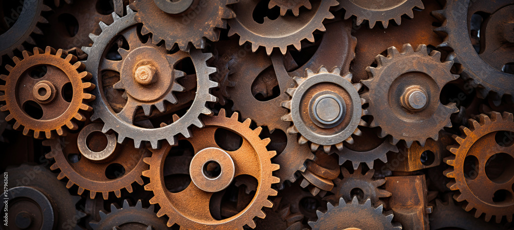 Rusty metallic gears and auto parts Rusty metallic gears and auto parts