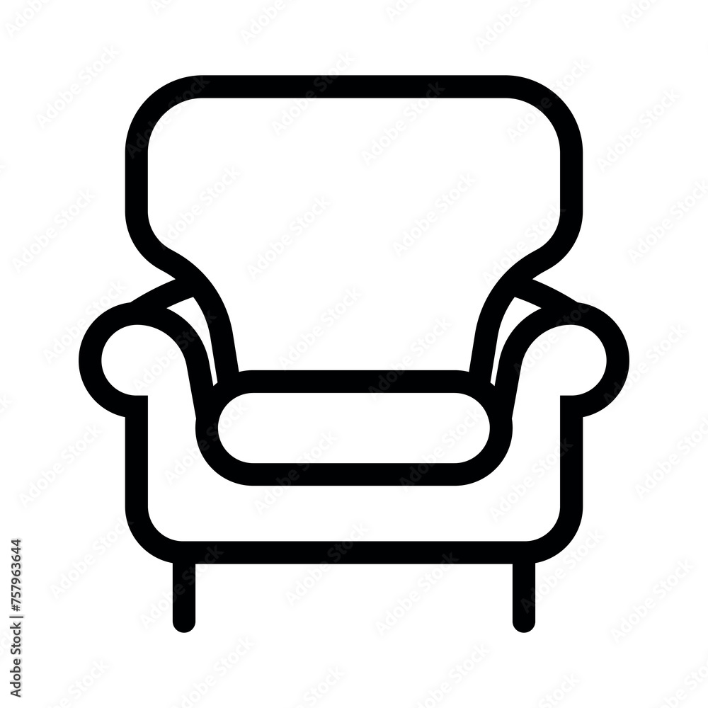 black vector armchair icon on white background black vector armchair icon on white background