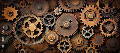 Rusty metallic gears and auto parts 