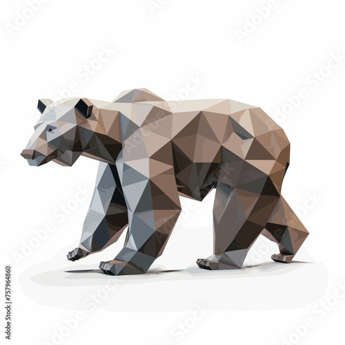 Low poly triangular bear isolated on a white background