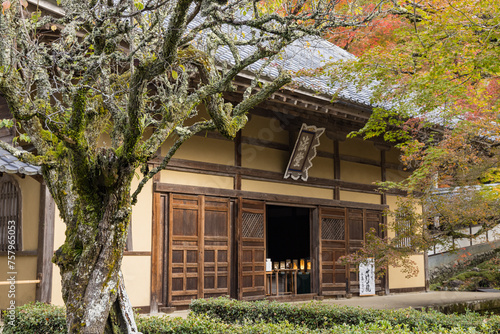 日本 滋賀県東近江市にある永源寺の法堂と紅葉