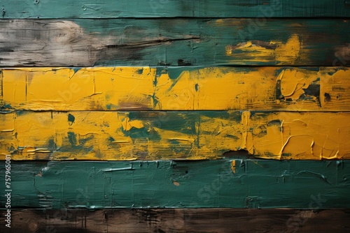 Texture, abstract background grunge of the old wood wall with yellow and green, generative IA