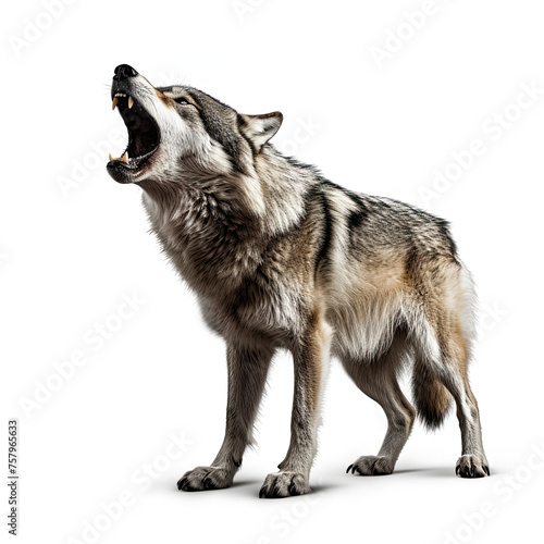 Wolf Howling Isolated on white background