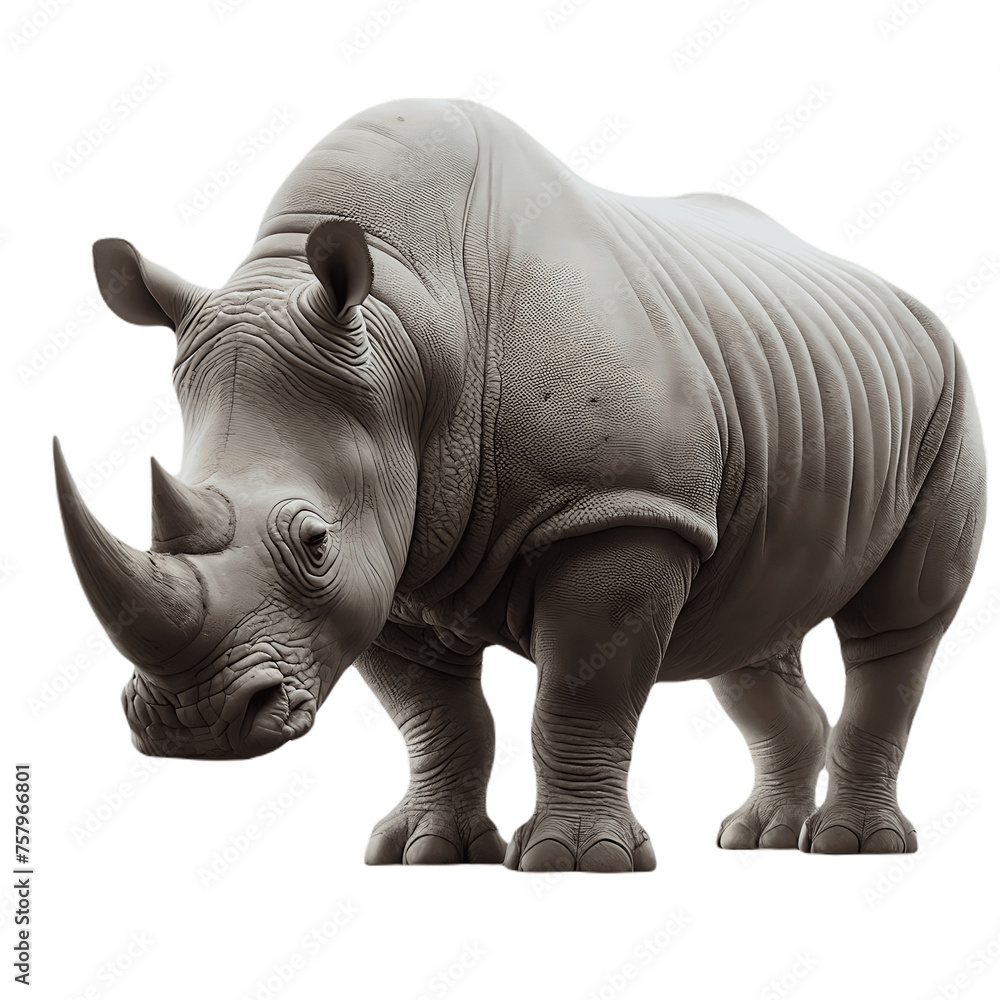 Fototapeta premium Rhino PNG Artwork: Intricate Digital Drawing of Sturdy Rhino - Rhino PNG, Rhino Transparent Background - Rhino PNG Image 