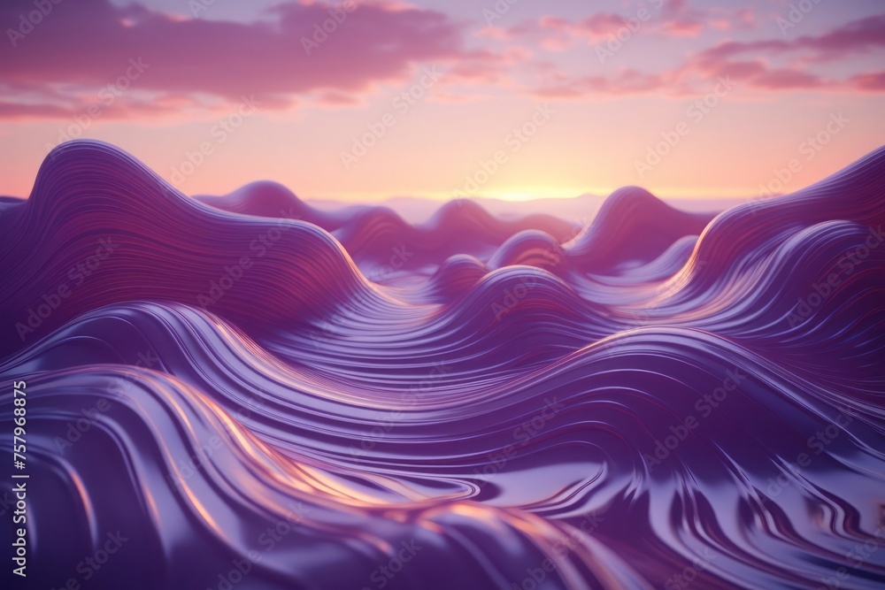 Pink and purple symmetrical plastic sunrise waves background