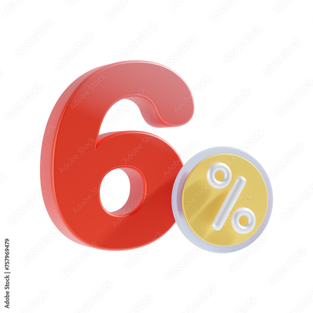 6 Percent Off 3D Icon Illustratrion 6 Percent Off 3D Icon Illustratrion