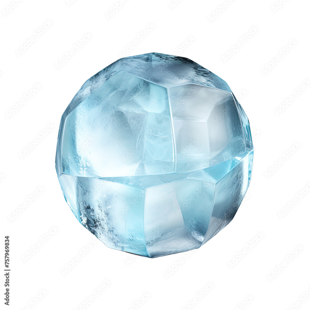 Round Ice cube on white or transparent background Round Ice cube on white or transparent background