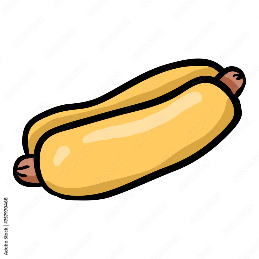 Hot dog Hand Drawn Doodle Icon Hot dog Hand Drawn Doodle Icon