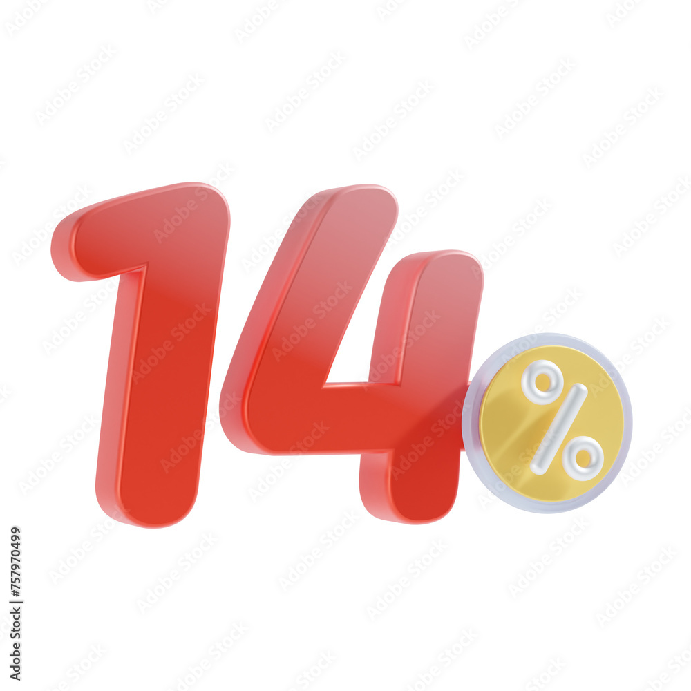14 Percent Off 3D Icon Illustratrion 14 Percent Off 3D Icon Illustratrion