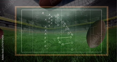 Image of drawing of game plan over green background