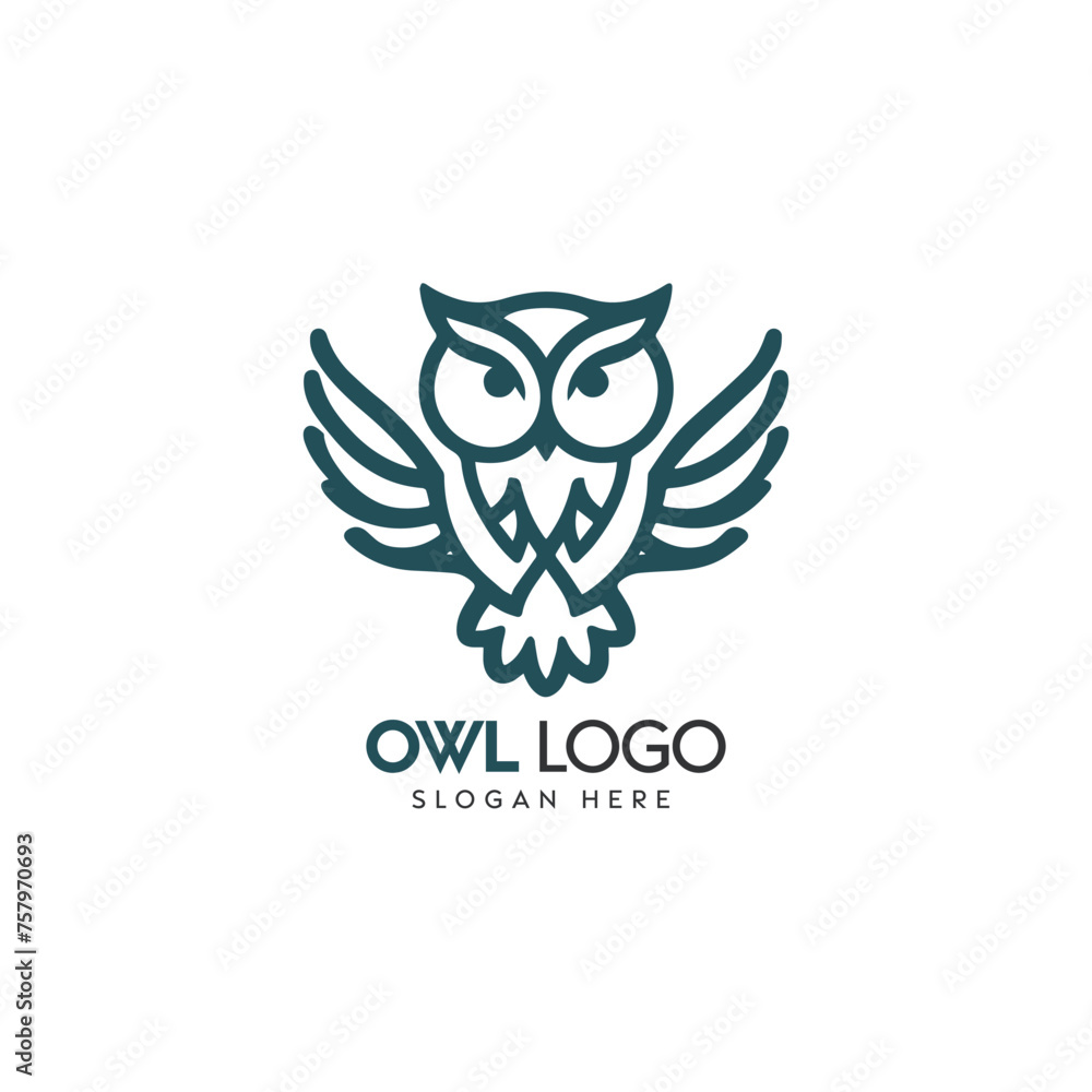 Fototapeta premium Stylized Owl Logo Design Featuring Bold Lines and Modern Typography