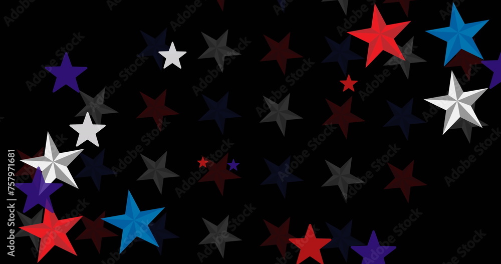 Fototapeta premium Image of stars of united states of america on black background