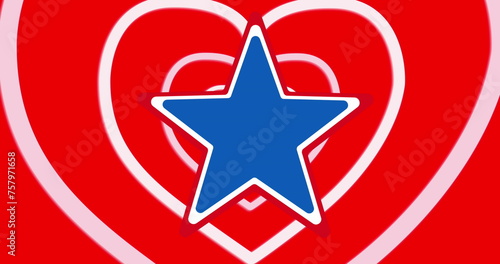 Image of star over red hearts on red background