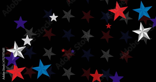 Image of stars of united states of america on black background