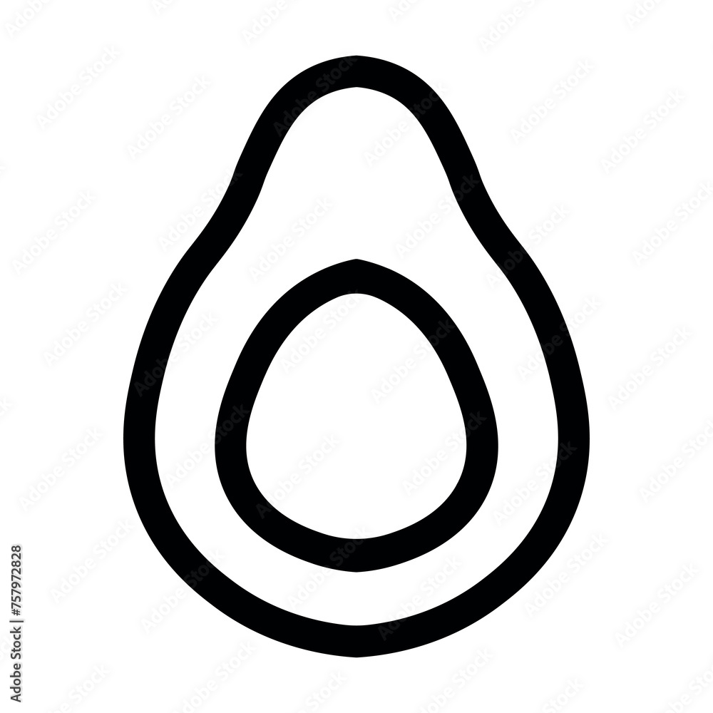 black vector avocado icon on white background black vector avocado icon on white background