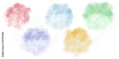 Watercolor abstrakt clounds, circles, speech bubbles, colorful, cards