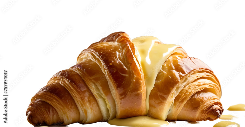 Delicious Croissant Butter with custard isolated on white background