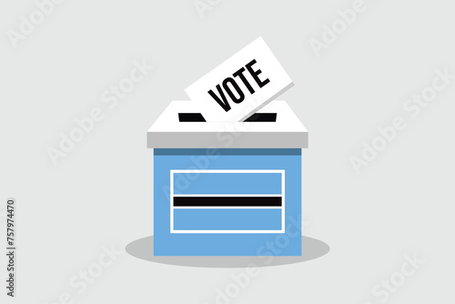 Botswana Ballot Box Flat and minimalist vector illustration concept. Vote Conceptual Art. Elections.