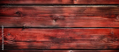 Weathered Wooden Wall with Red Paint and Distressed Wood Planks Background
