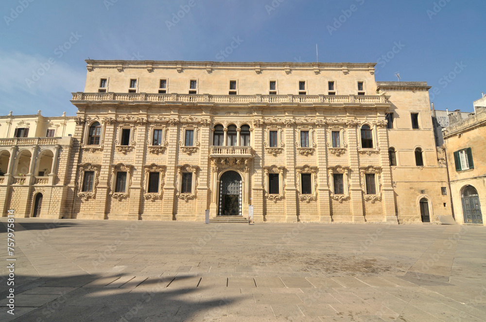 Piazza Duomo in the Italian city of Lecce in the province of Puglia with the seminary building
