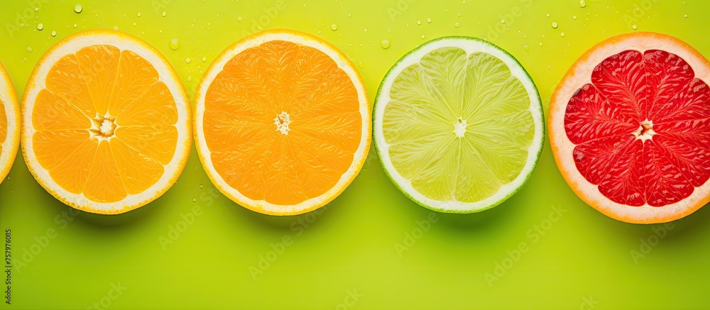 Fresh Citrus Fruits Glistening with Water Droplets, Ready for Juicing or Snacking