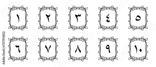 Arabic numerals with premium border decoration. illustration vector. transparent background. free to use for your needs.
